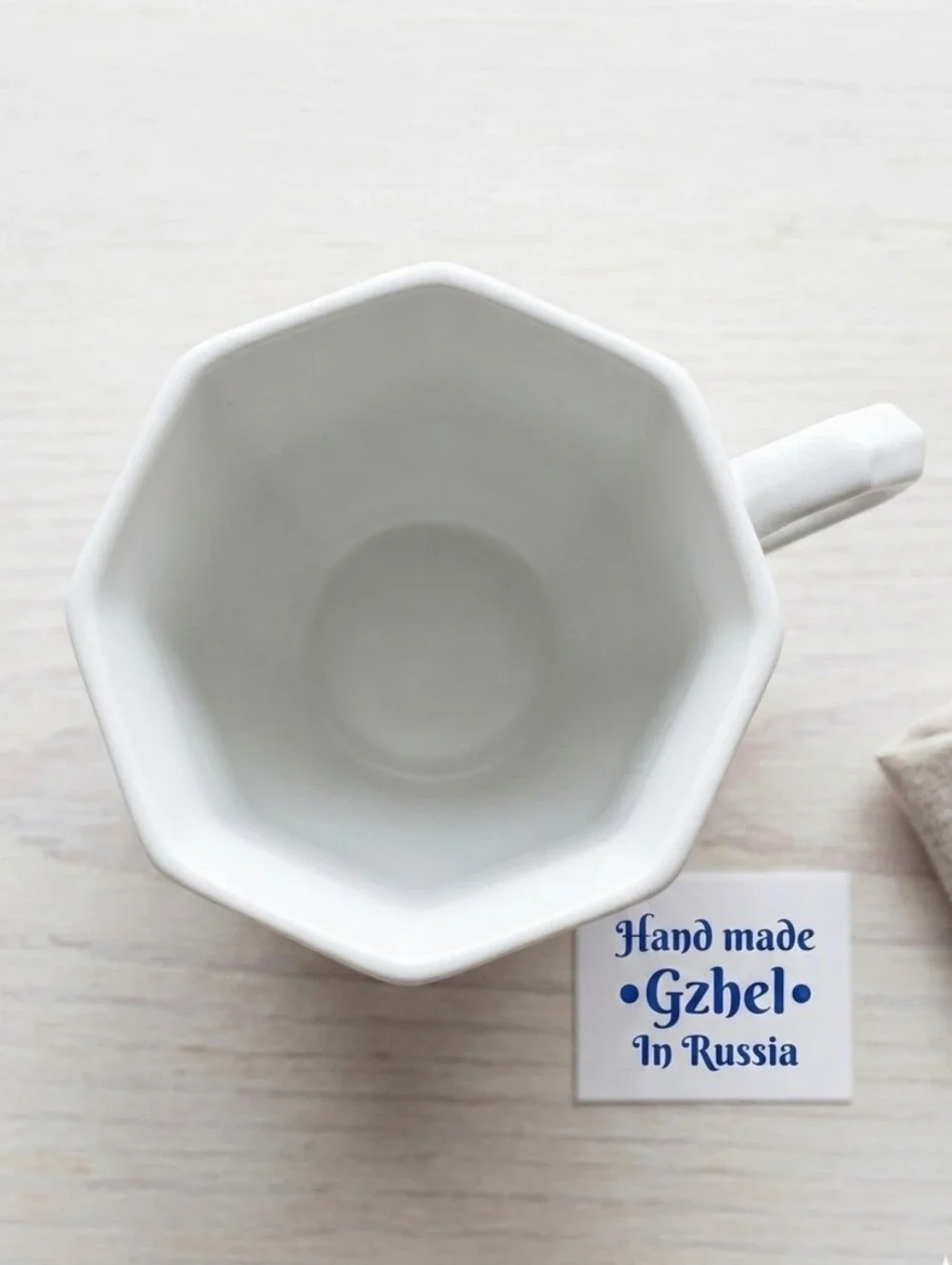 Authentic Gzhel Russian Porcelain Hand-Painted Blue Floral Tea Cup